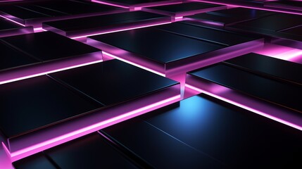 Abstract technology background, square composition with glowing lines