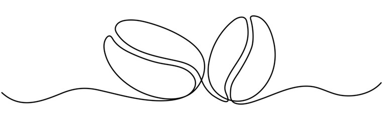 Coffee bean continuous line drawing. Coffee grain. Vector illustration isolated on white.