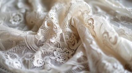 A delicate ivory lace adorns the fabric, adding intricate detail and elegance to the indoor outfit
