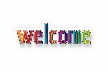 Vector illustration of a "Welcome" logo in rainbow LGBTQ flag colors, isolated on a white background. Represents LGBTQ gay pride month and history month.





