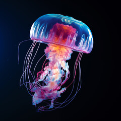 image of a floating luminescent jellyfish - 722507670