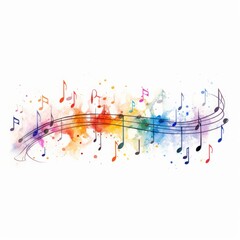 Naklejka premium Watercolor-Style music notes with White Background