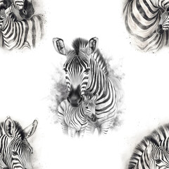 Fototapeta na wymiar zebra illustration seamless pattern