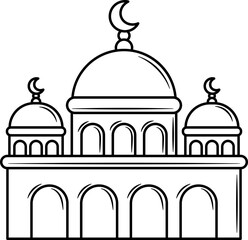 Mosque Doodle line Art