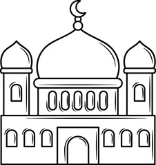 Mosque Doodle line Art