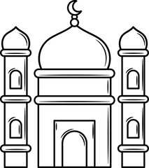 Mosque Doodle line Art