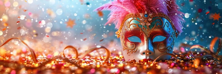Vibrant Masquerade Mask for Carnival Celebration - obrazy, fototapety, plakaty