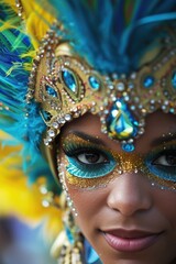 Close-up of a dancer's eye at a carnival