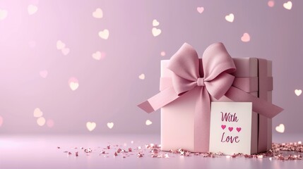 Fototapeta premium Elegant gift box with tag “With love”