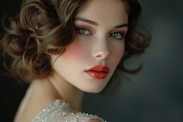 Elegant 1920s Flapper Woman with Glamorous Makeup