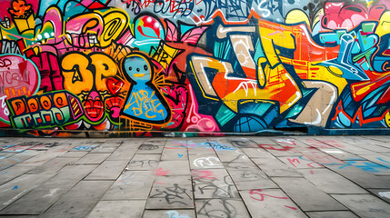 A mesmerizing graffiti wall brings vibrant energy to the urban landscape, with its bold colors and intricate designs.
