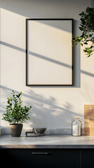 Modern Kitchen Interior with Blank Poster, Layout	