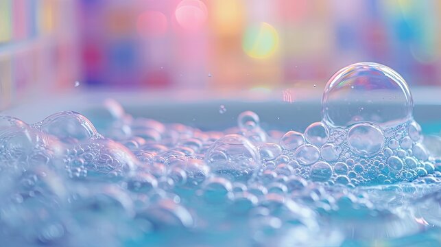 Soap foam bubble in bathroom abstract wallpaper background concept - Powered by Adobe