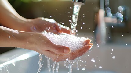 Fototapeta premium People washing hands arm wallpaper background