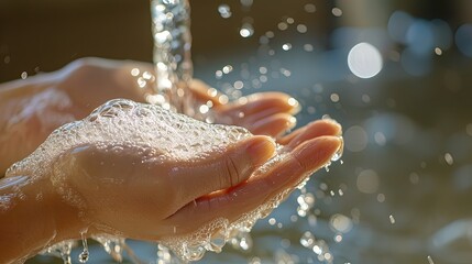 Fototapeta premium People washing hands arm wallpaper background