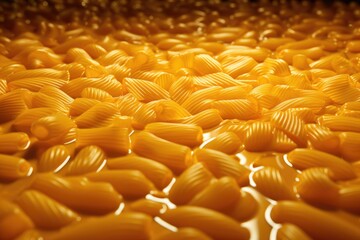 A close up of a pile of macaroni. Generative AI.