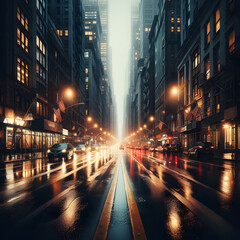 Fototapeta premium City lights and urban nightlife concept.