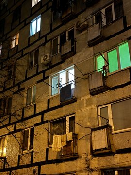 soviet old building in night