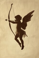 Cupid's Silhouette with Bow and Arrow
