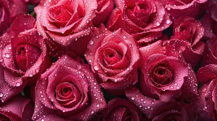 Fresh Roses Dew Drops Elegance