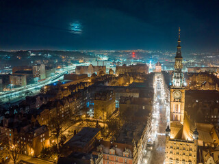 Gdańsk city at night.