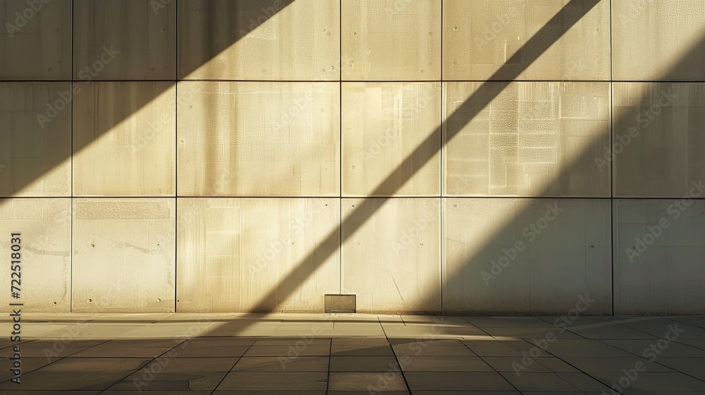 Poster the stark lines of a composite material wall are brought to life by the play of light and shadow, cr