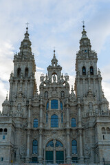 Facade of the cathedral of Santiago de Compostela. Galicia - Spain