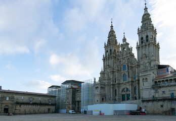 Fototapeta na wymiar Obradoiro Square and Cathedral of Santiago de Compostela. Galicia - Spain