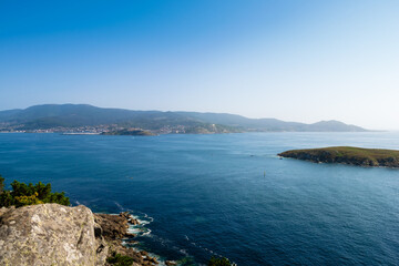 View of Baiona from a cliff in Monteferro. Nigran - Spain