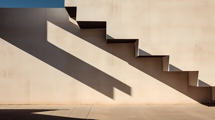 Architectural shadows playing on a textured wall, forming abstract geometric shapes