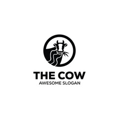 Vector cow mascot illustration logo design