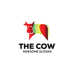 Fototapeta na wymiar Vector cow mascot illustration logo design