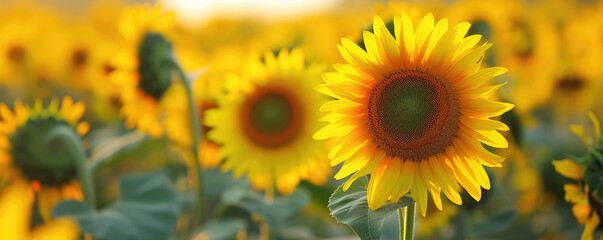 field of sunflowers background 