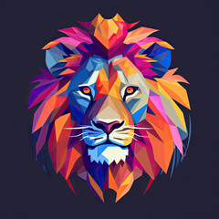 Flat vector logo of a colorful lion