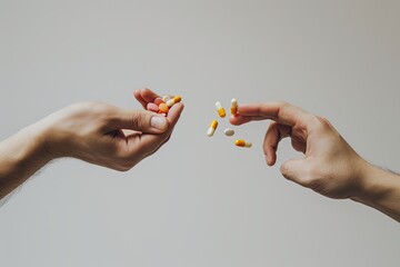 Pill and medicines in old wrinkled hands, drug rehab and antidepressant prescriptions. Vitamins nutrition counseling Angina and Thyroid Cancer Ayurvedic remedie health medical addiction care treatment