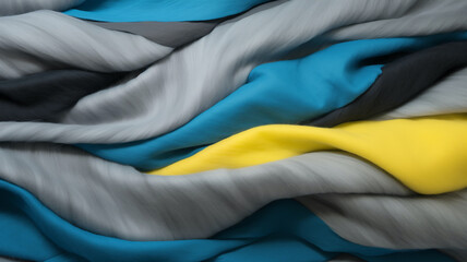soft blanket material background focusing on yellow, cyan and grey colors