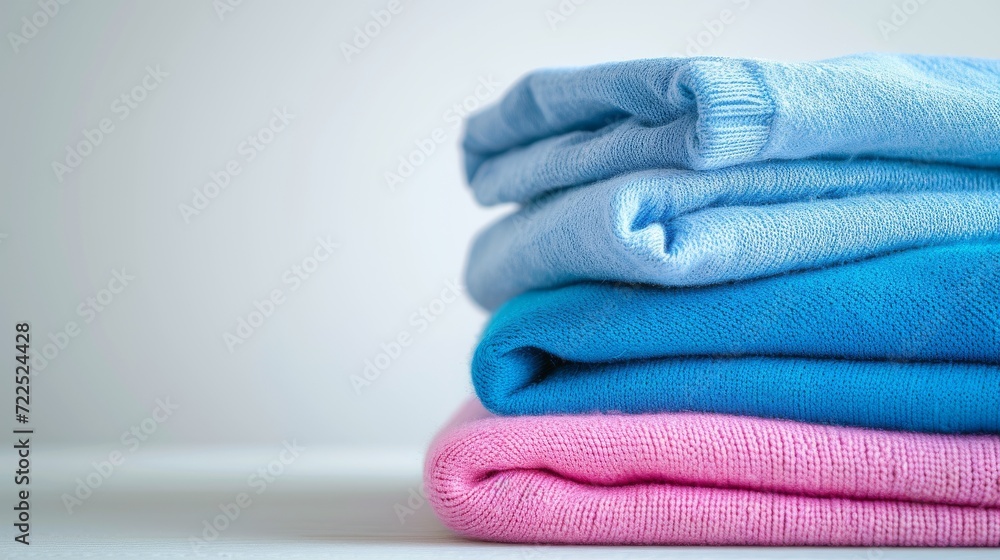 Aufkleber a neatly arranged stack of folded clothes, including a soft towel and delicate cloth, brings a sense