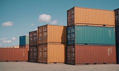 Cargo containers in clear sunny weather