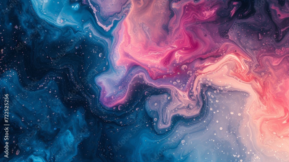 Aufkleber An enchanting masterpiece bursting with vibrant magenta hues and playful bubbles, inviting the viewer to dive into the abstract world of art and imagination