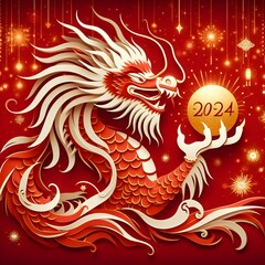 Fototapeta premium Vibrant Chinese Dragon Dance Performance Celebrating Lunar New Year at Night