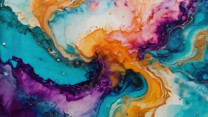 Fototapeta premium Natural luxury abstract fluid art painting in alcohol ink technique. Tender and dreamy wallpaper. Mixture of colors creating transparent .Ai generative