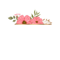 Watercolor pink peonies flower frame