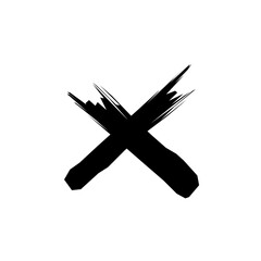 Hand drawn cross brush stroke