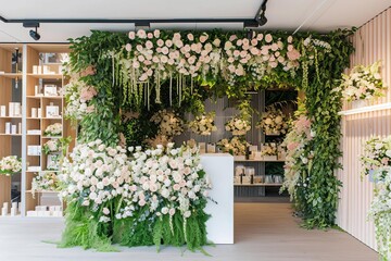 Exquisite floral boutique with blooming arrangements and fragrant scents