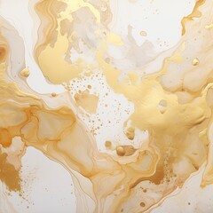 watercolor stains, splashes, blots, waves in soft gold beige with gold veins