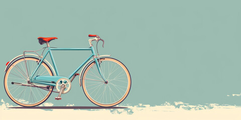 Bicycle at the side of a banner, providing a wide area for copy space.