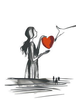 Woman, young girl or child giving unrequited love, perverse sick relationship with an authority figure, partner, parent, older person or narcissistic pervert, the difficulty, the dangers of loving