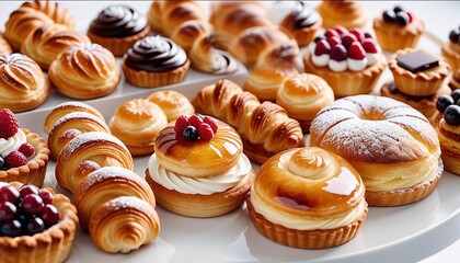 Assorted pastries on a display