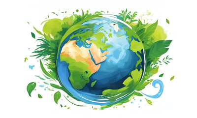 Naklejka premium Earth day concept on white background, World environment day