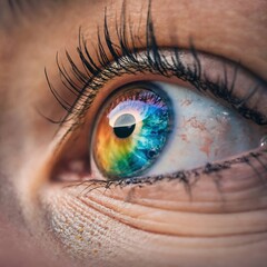 Eye of girl macro photography concept human